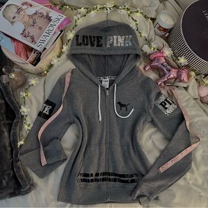 PINK Victoria’s Secret | Grey Sequin Zip Up Hoodie